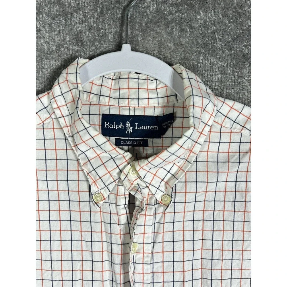 Ralph Lauren Classic Fit Windowpane Button Down Dress Shirt Mens Size 16.5 Large